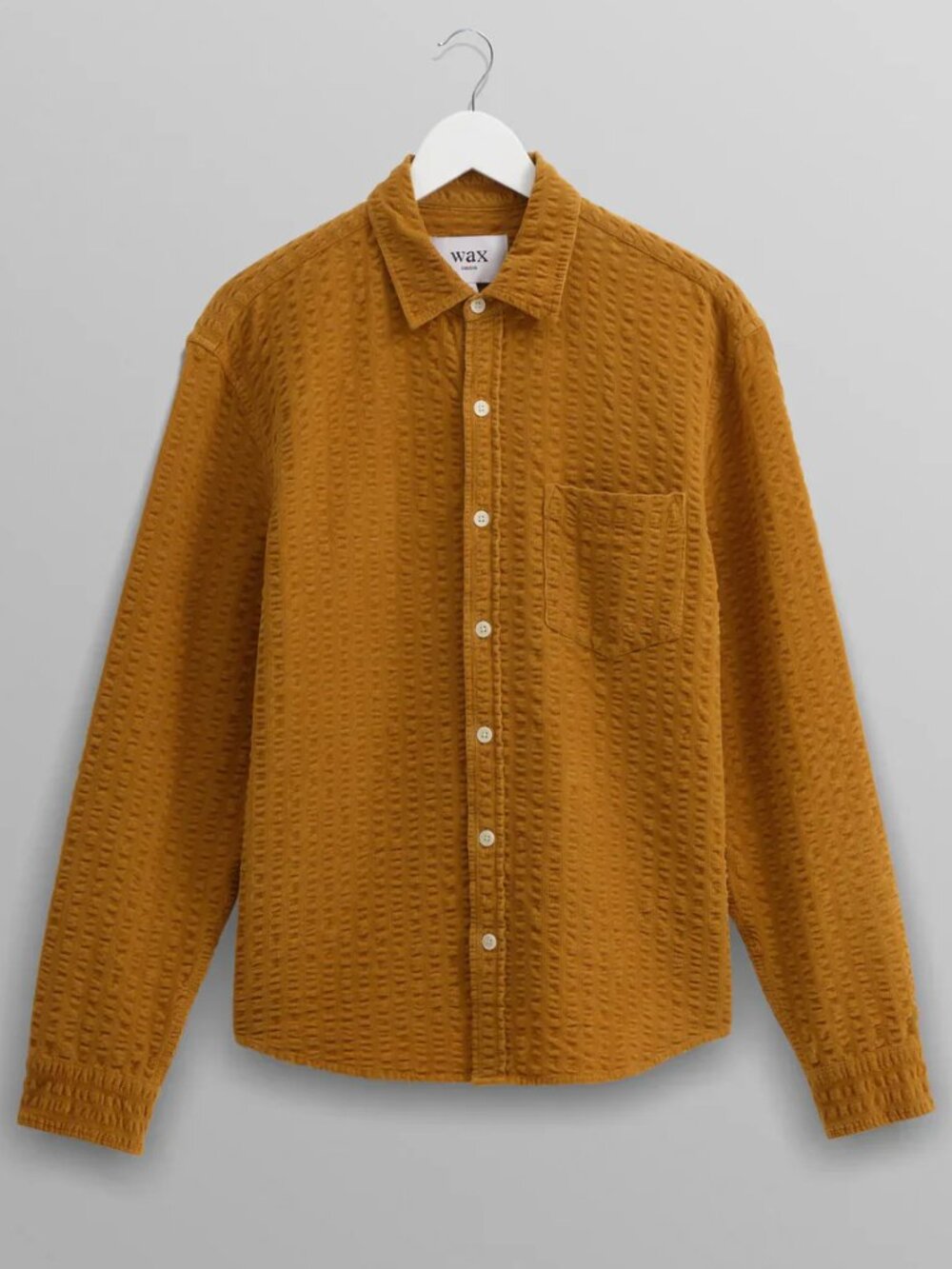 NWT WAX London Men's Shelly Shirt in Seersucker Corduroy Tan